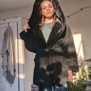 Genuine leather winter coat